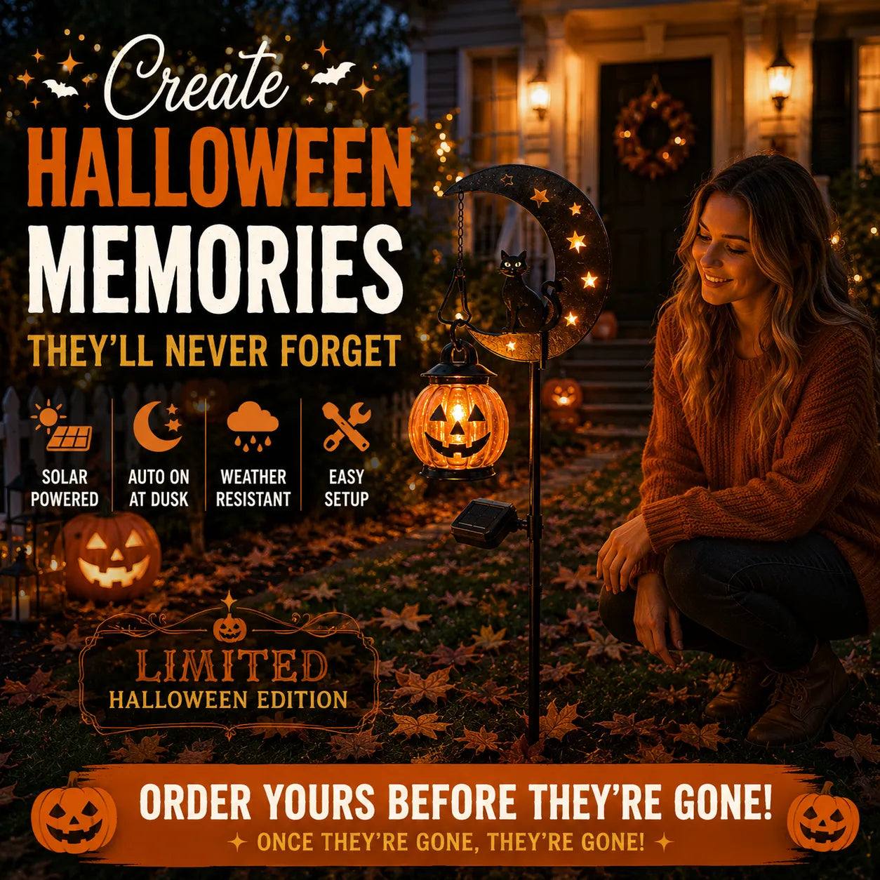 🎃 Halloween Early Bird Sale | 50% OFF Pumpkin Moon Garden Stake Light