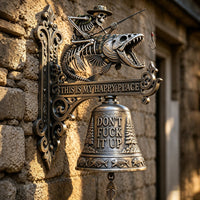 Metal Skeleton Fisherman Wall Bell