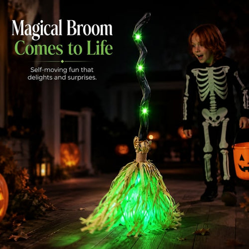 ⭐Animated Moving Witch Broom- Light‑Sound‑Motion