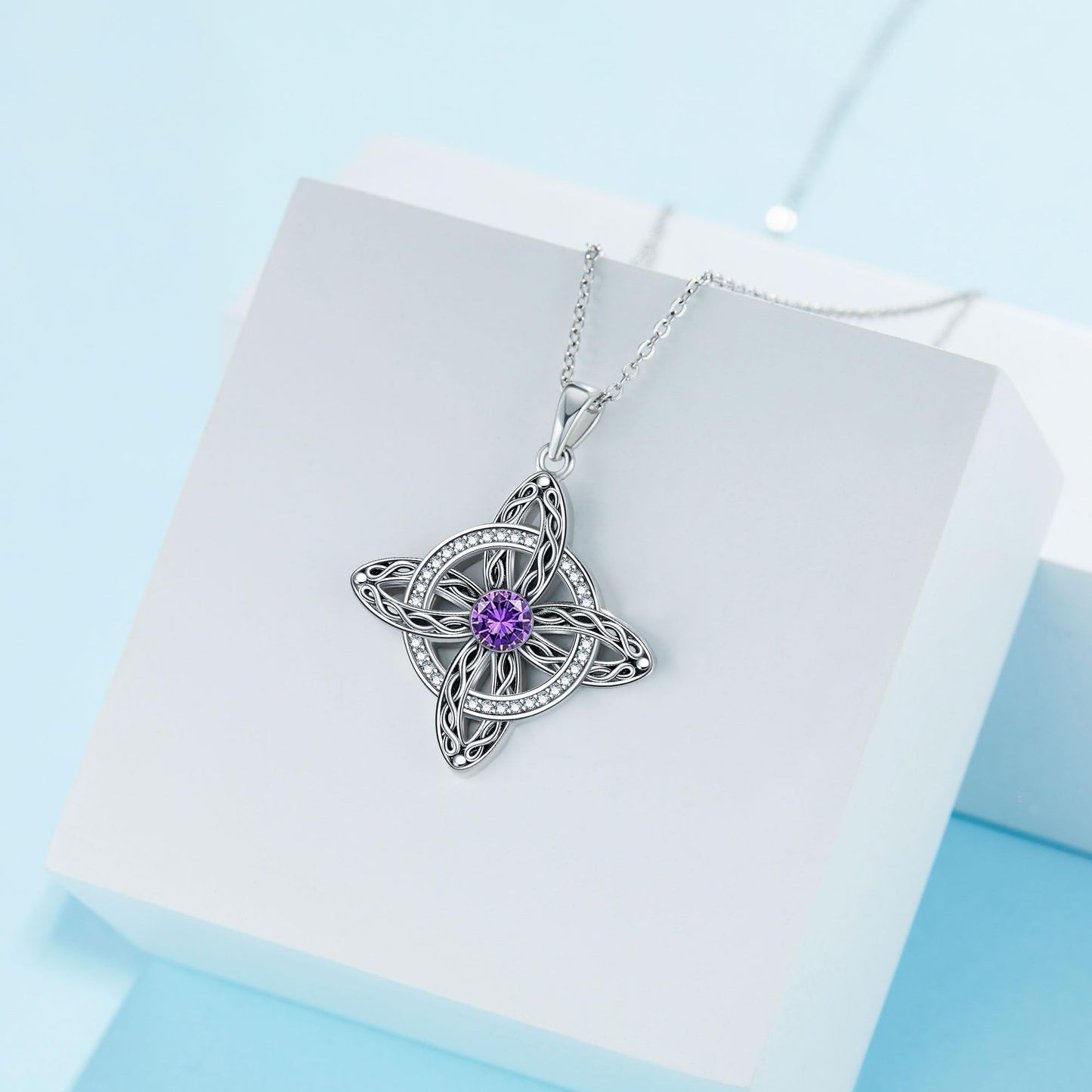 Mystical Birthstone Witches Knot Necklace – Natural Crystal🔮💞Protect Your Loved Ones