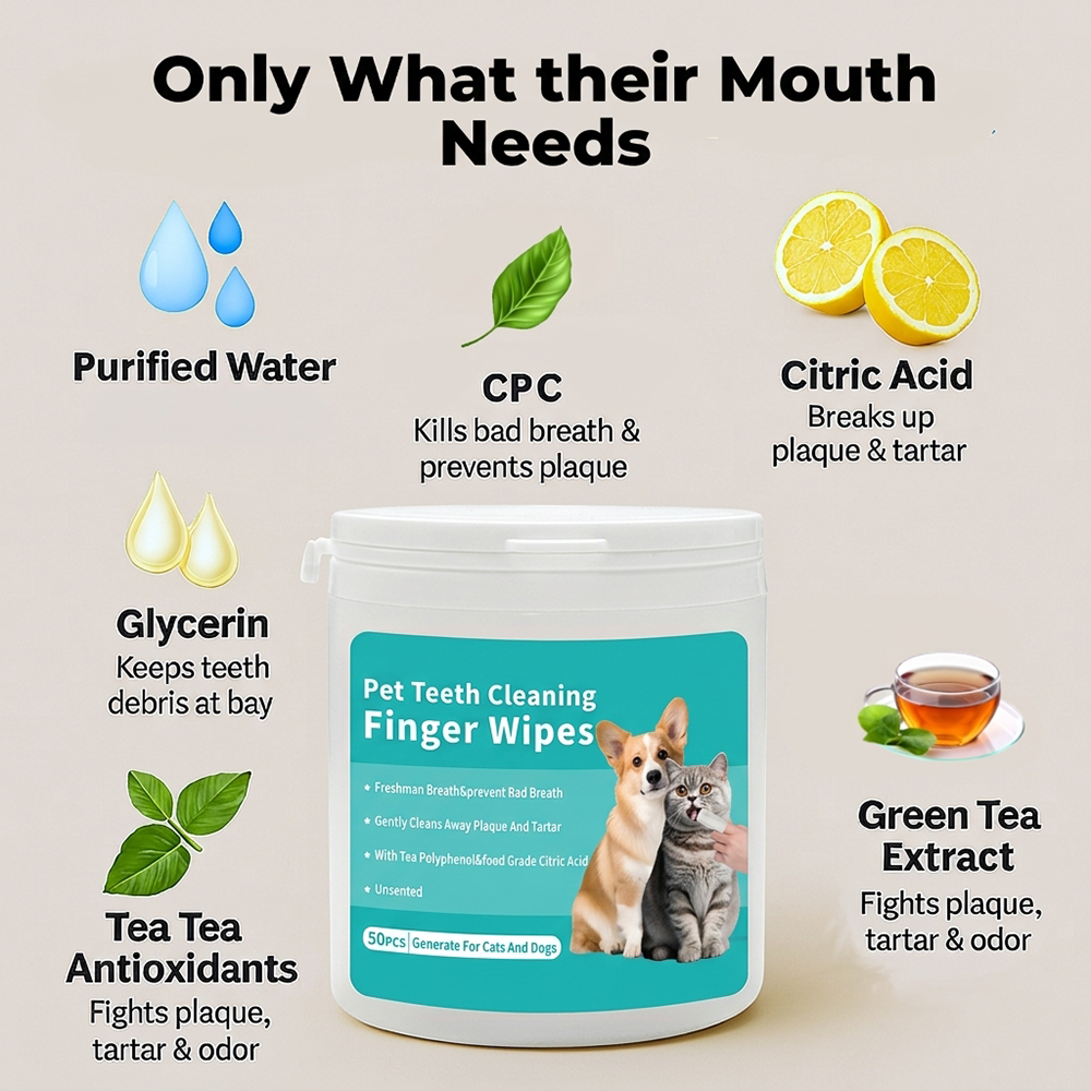 🔥🔥Natural Pet Dental Finger Wipes🦷