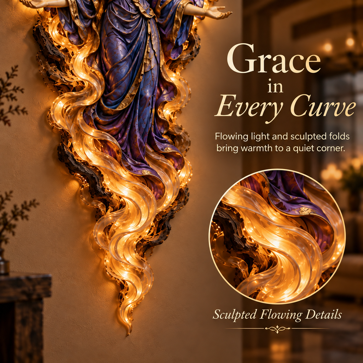 ✝️ Heavenly Radiance  Lighted Angel Wall Sculpture ✨