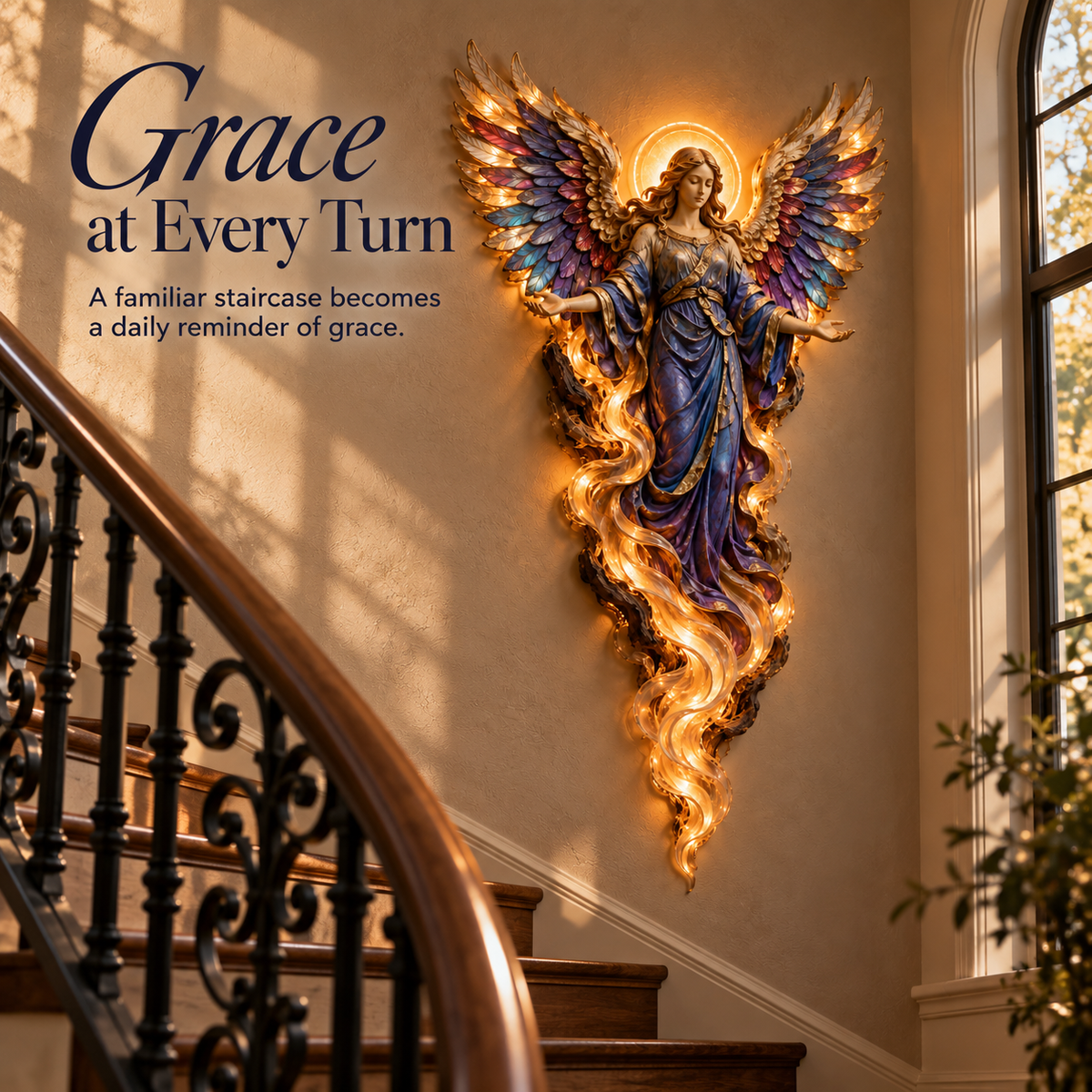 ✝️ Heavenly Radiance  Lighted Angel Wall Sculpture ✨