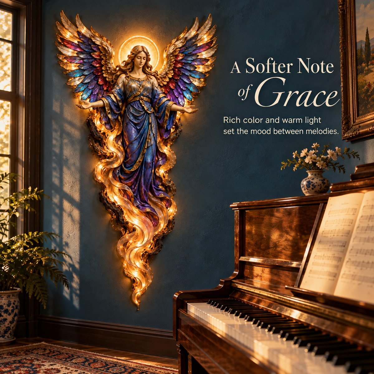 ✝️ Heavenly Radiance  Lighted Angel Wall Sculpture ✨
