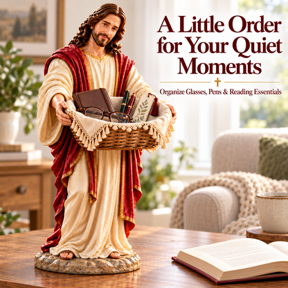 ✝️ Limited-Time Sale | Jesus Offers Comfort™ – Jesus Figurine with Decorative Storage Basket | Meaningful Christian Home Decor & Faith-Inspired Gift 🎁