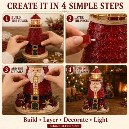 Lighted Christmas Character Sea Glass-Style Lighthouse Kit Collection