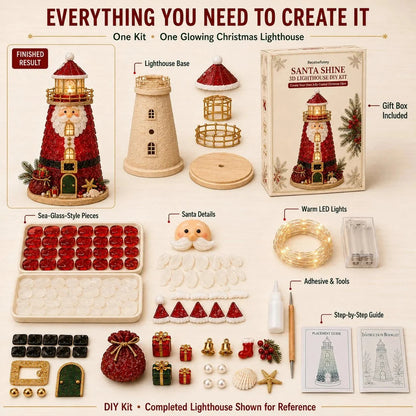 Lighted Christmas Character Sea Glass-Style Lighthouse Kit Collection