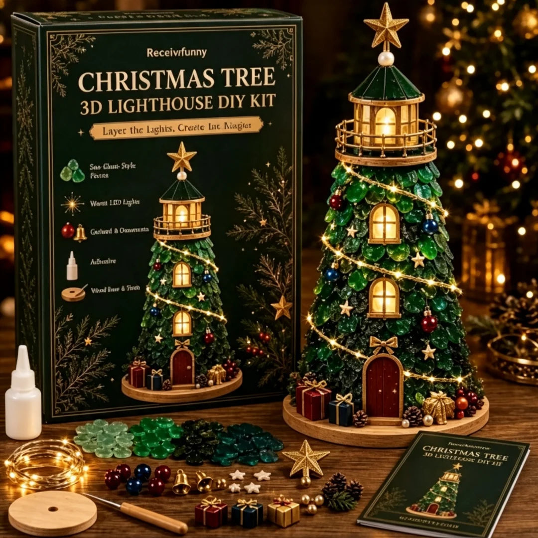 Lighted Christmas Character Sea Glass-Style Lighthouse Kit Collection