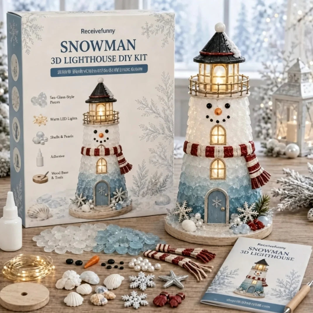 Lighted Christmas Character Sea Glass-Style Lighthouse Kit Collection