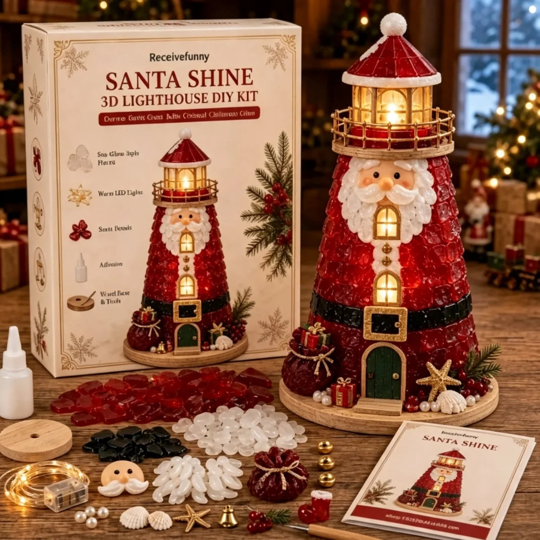 Lighted Christmas Character Sea Glass-Style Lighthouse Kit Collection