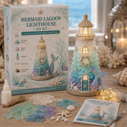 Lighted Christmas Character Sea Glass-Style Lighthouse Kit Collection