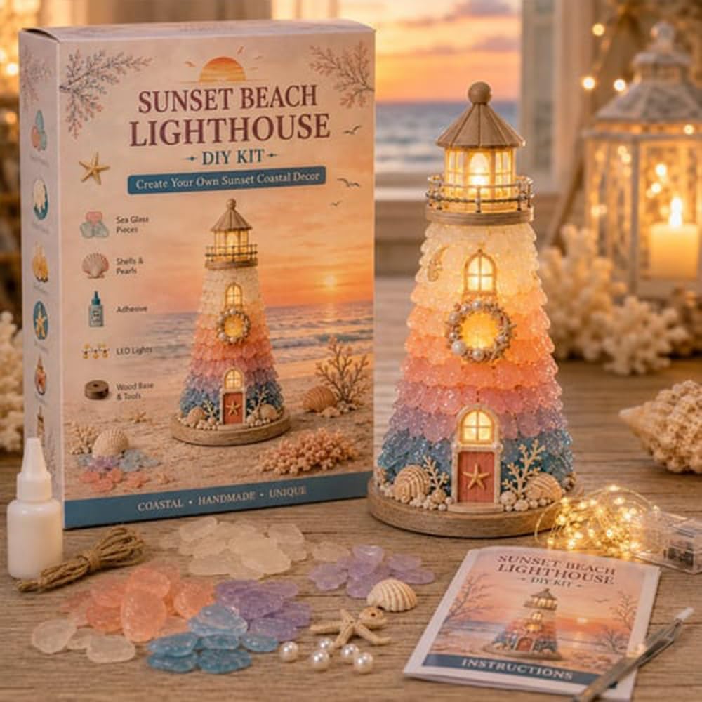 Lighted Christmas Character Sea Glass-Style Lighthouse Kit Collection