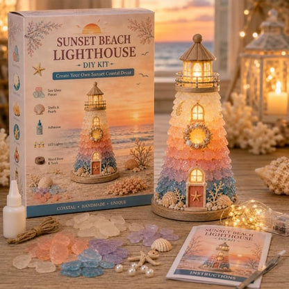 Lighted Christmas Character Sea Glass-Style Lighthouse Kit Collection
