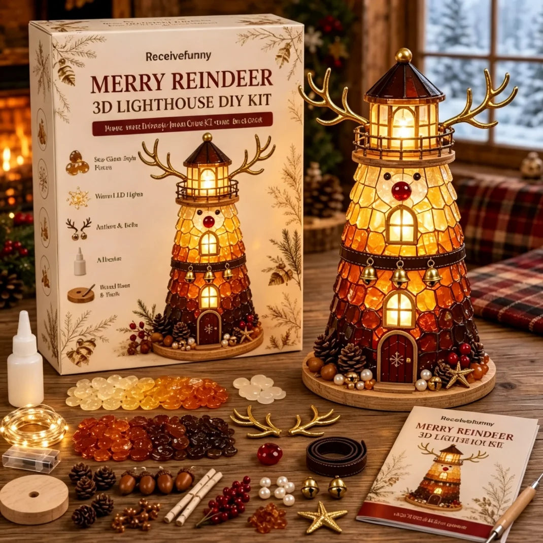 Lighted Christmas Character Sea Glass-Style Lighthouse Kit Collection