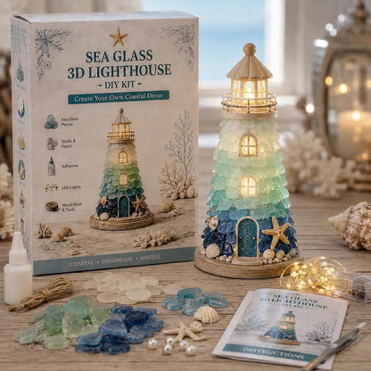 Lighted Christmas Character Sea Glass-Style Lighthouse Kit Collection