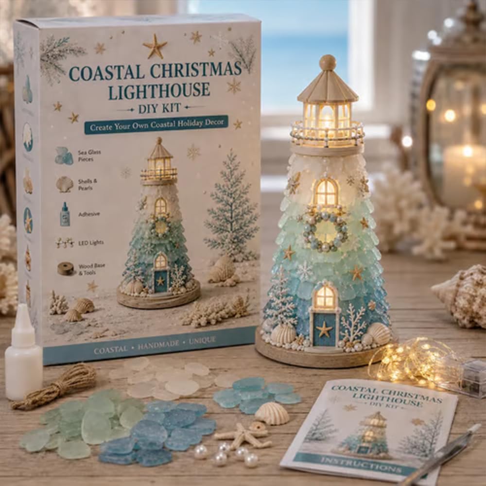 Lighted Christmas Character Sea Glass-Style Lighthouse Kit Collection