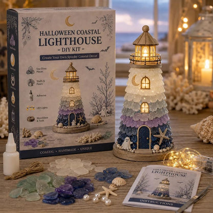 Lighted Christmas Character Sea Glass-Style Lighthouse Kit Collection
