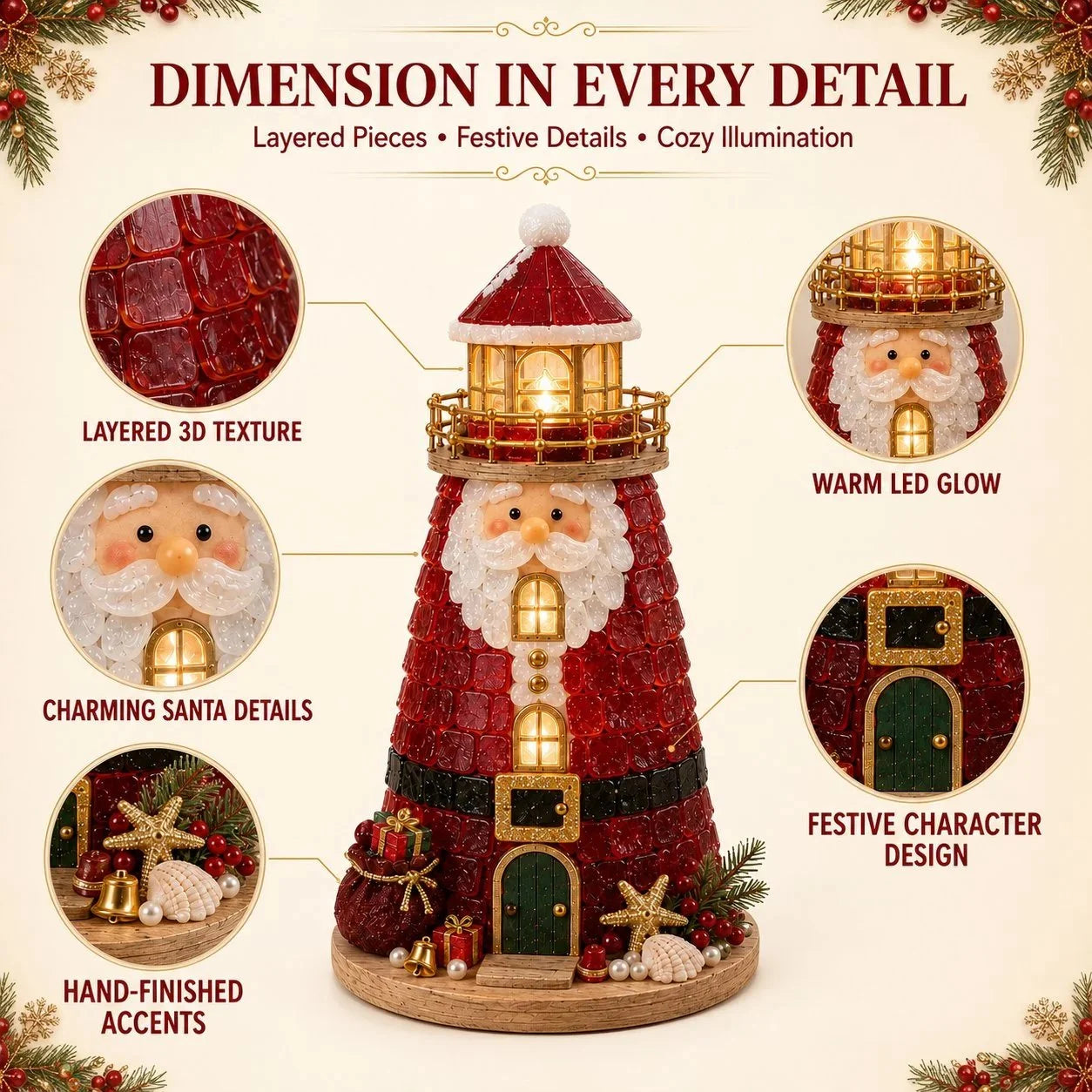 Lighted Christmas Character Sea Glass-Style Lighthouse Kit Collection
