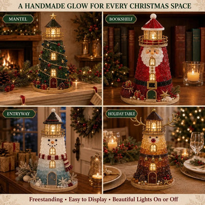 Lighted Christmas Character Sea Glass-Style Lighthouse Kit Collection