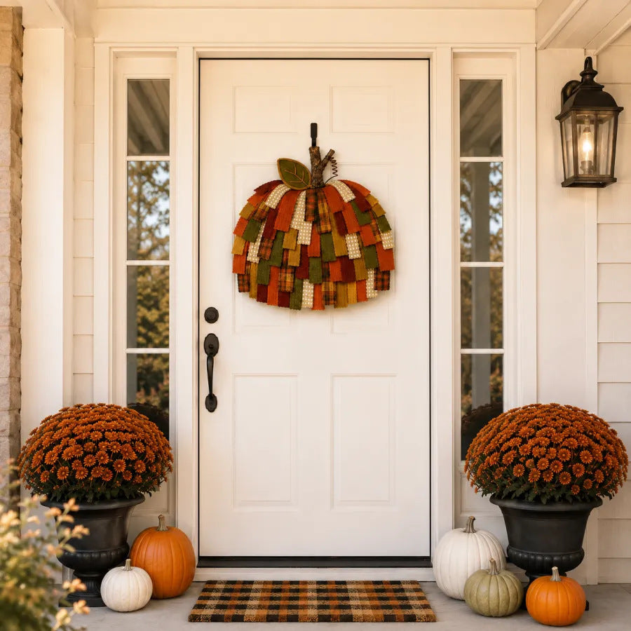 Handmade Patchwork Pumpkin Door Hanger| Warm Rustic Fall & Thanksgiving Decor 🍂