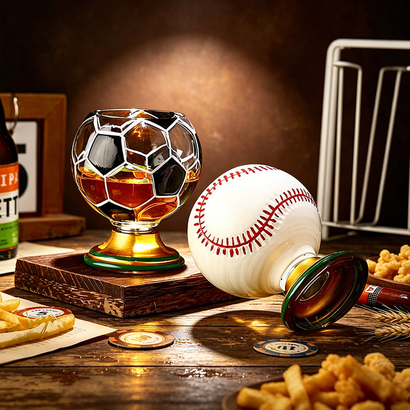 ⚽🏆 Football Rotating Whiskey Glass with Trophy Base – Soccer Party Beer & Drink Cup, Fan Gift 🍺🎁