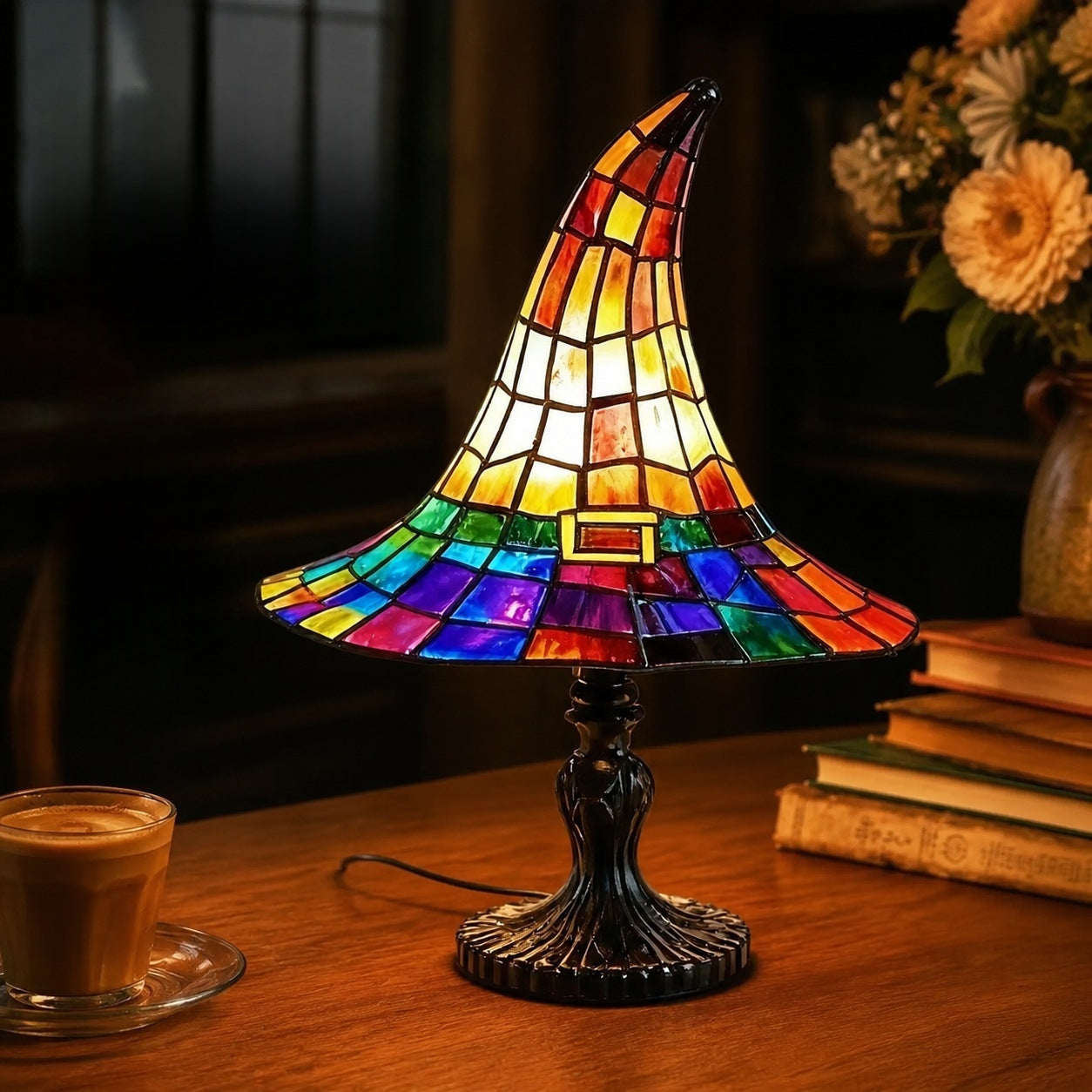 🔥Exclusive Limited Item 👍🔥49%OFF♠️Witch Hat Night Light & Stained Glass Witch Hat Lamp🎁
