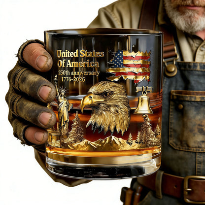 250th Anniversary American Patriotic Whiskey Glass 1776-2026