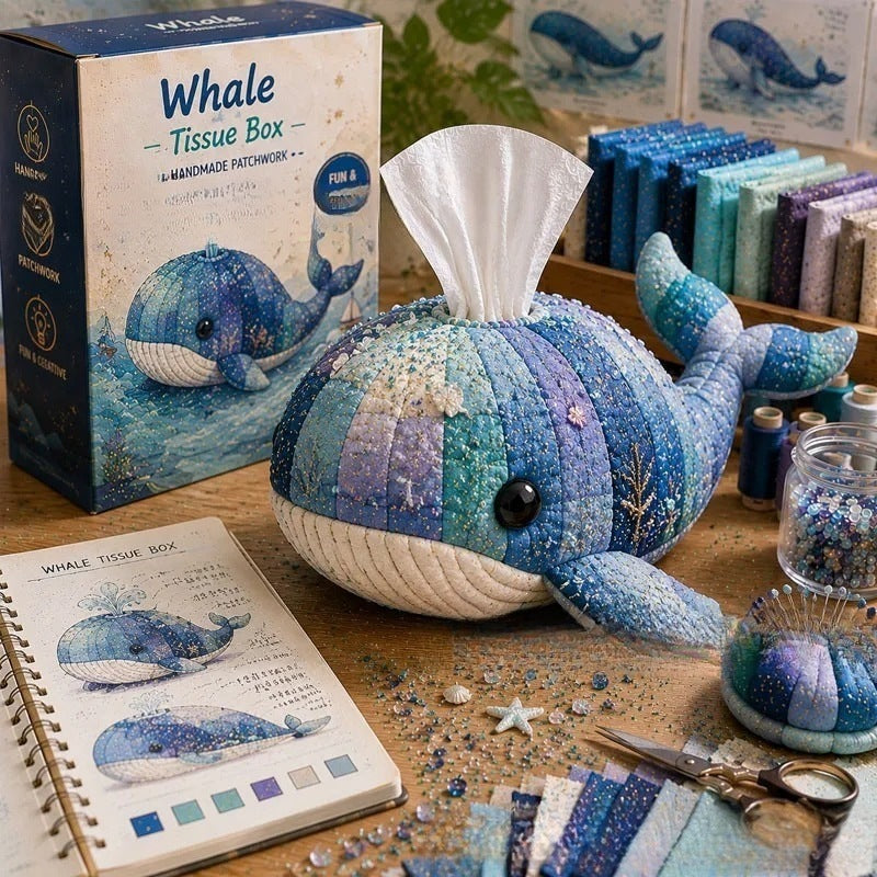 🧵 Quilted sea Animal Tissue Box DIY Kit💖