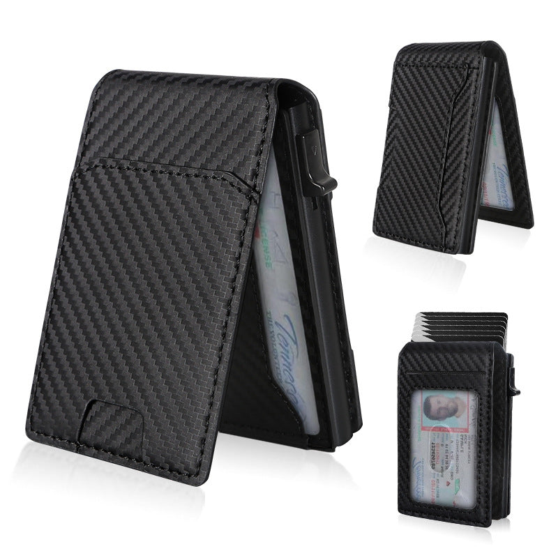 ✨Wallet - With Pop Up Aluminum Case Money Clip Slim Leather Slots Credit Card Holder Wallet