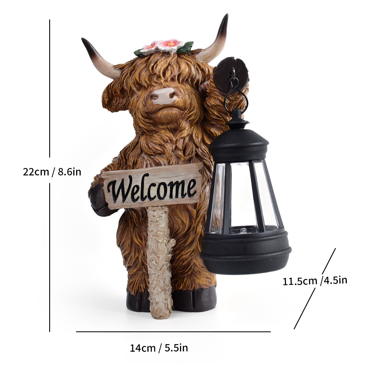 Solar-Powered Scottish Highland Bull Garden Welcome Light