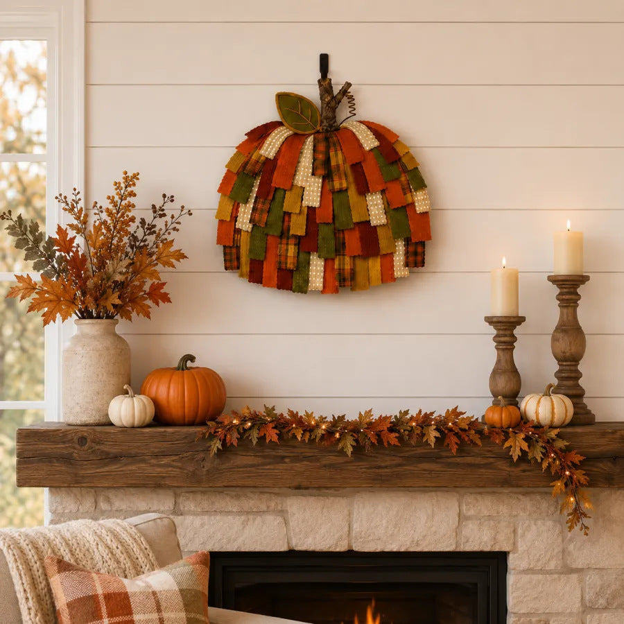 Handmade Patchwork Pumpkin Door Hanger| Warm Rustic Fall & Thanksgiving Decor 🍂