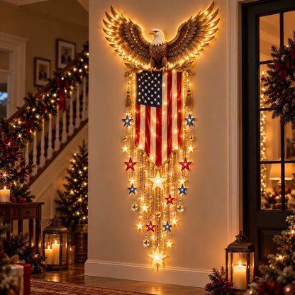 🇺🇸 American Pride LED Cascade Wall Light – Eagle, Liberty & Stars ✨