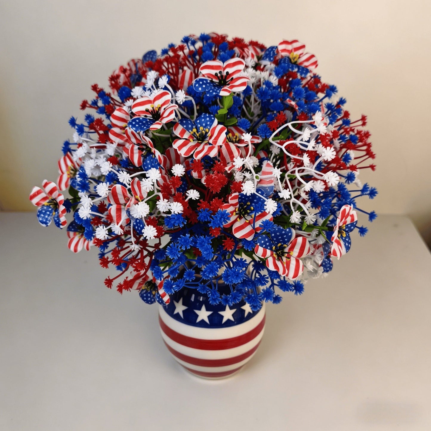 🔥 Patriotic Red White Blue Artificial Flowers💐