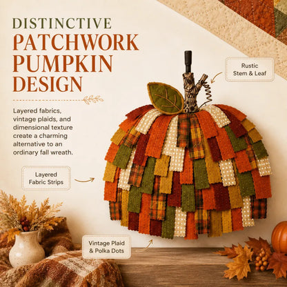 Handmade Patchwork Pumpkin Door Hanger| Warm Rustic Fall & Thanksgiving Decor 🍂