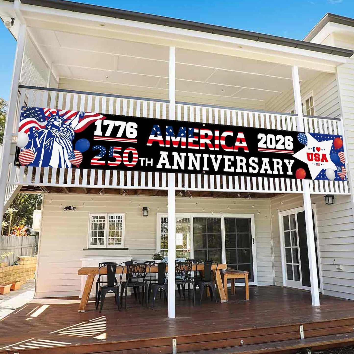 AMERICA 250TH ANNIVERSARY BANNER 1776–2026 🇺🇸 STATUE OF LIBERTY – LAND OF FREEDOM