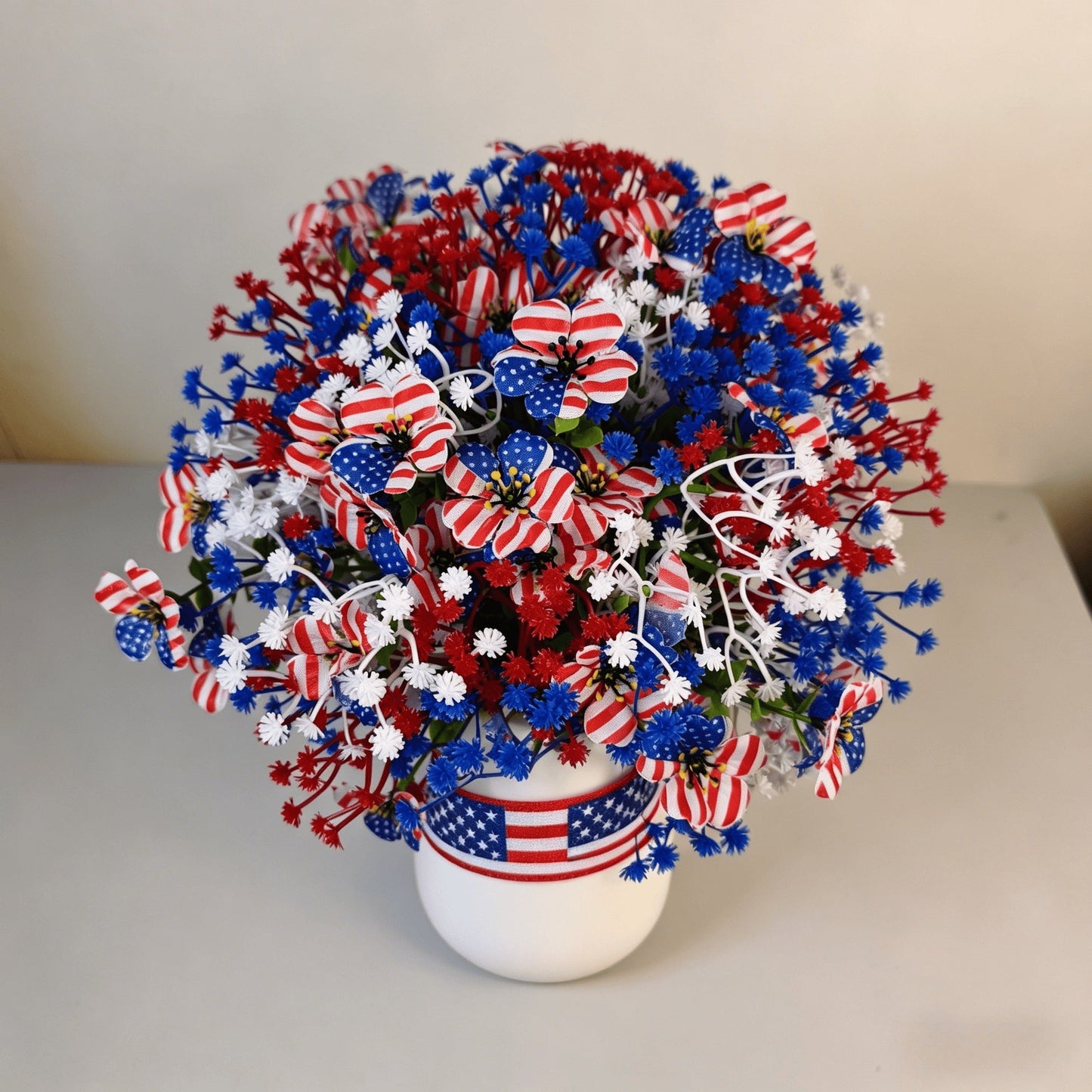🔥 Patriotic Red White Blue Artificial Flowers💐