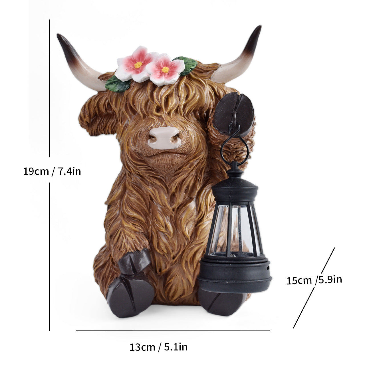 Solar-Powered Scottish Highland Bull Garden Welcome Light