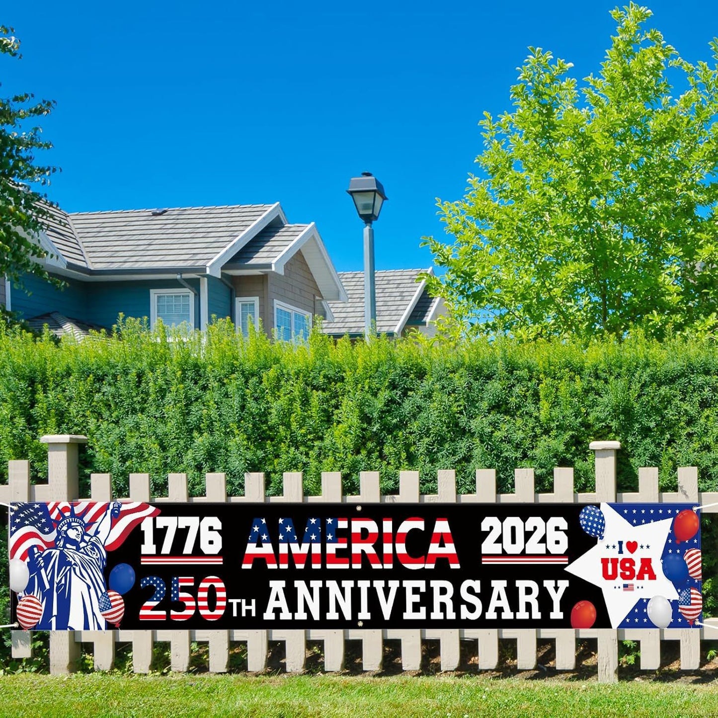 AMERICA 250TH ANNIVERSARY BANNER 1776–2026 🇺🇸 STATUE OF LIBERTY – LAND OF FREEDOM
