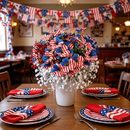 🔥 Patriotic Red White Blue Artificial Flowers💐