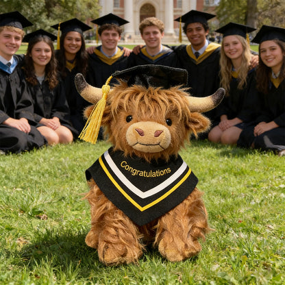 🎓 Graduation Highland Cow Plush – The Ultimate Sentimental Keepsake
