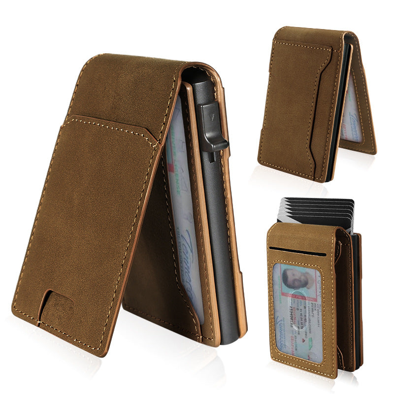 ✨Wallet - With Pop Up Aluminum Case Money Clip Slim Leather Slots Credit Card Holder Wallet