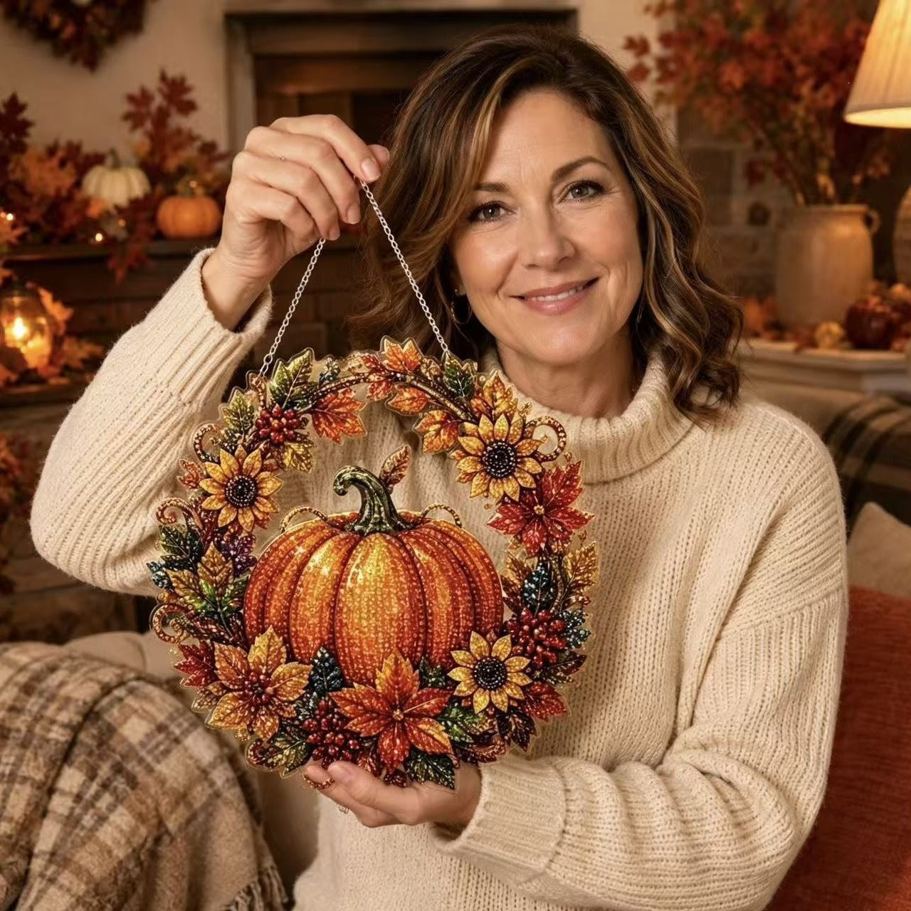 ✝️💐 Cross, Flowers & Dove Diamond Art Hanging Ornament Kit – A Relaxing DIY Craft Filled with Faith & Peace ✨🙏