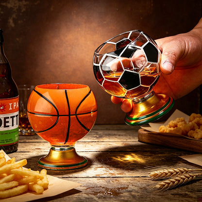 ⚽🏆 Football Rotating Whiskey Glass with Trophy Base – Soccer Party Beer & Drink Cup, Fan Gift 🍺🎁