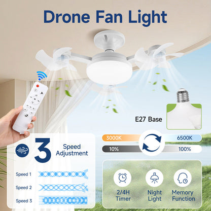 🌬️ SUMMER SALE 50% OFF 💡No-Wiring Ceiling Fan Light with Remote Control