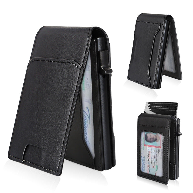 ✨Wallet - With Pop Up Aluminum Case Money Clip Slim Leather Slots Credit Card Holder Wallet
