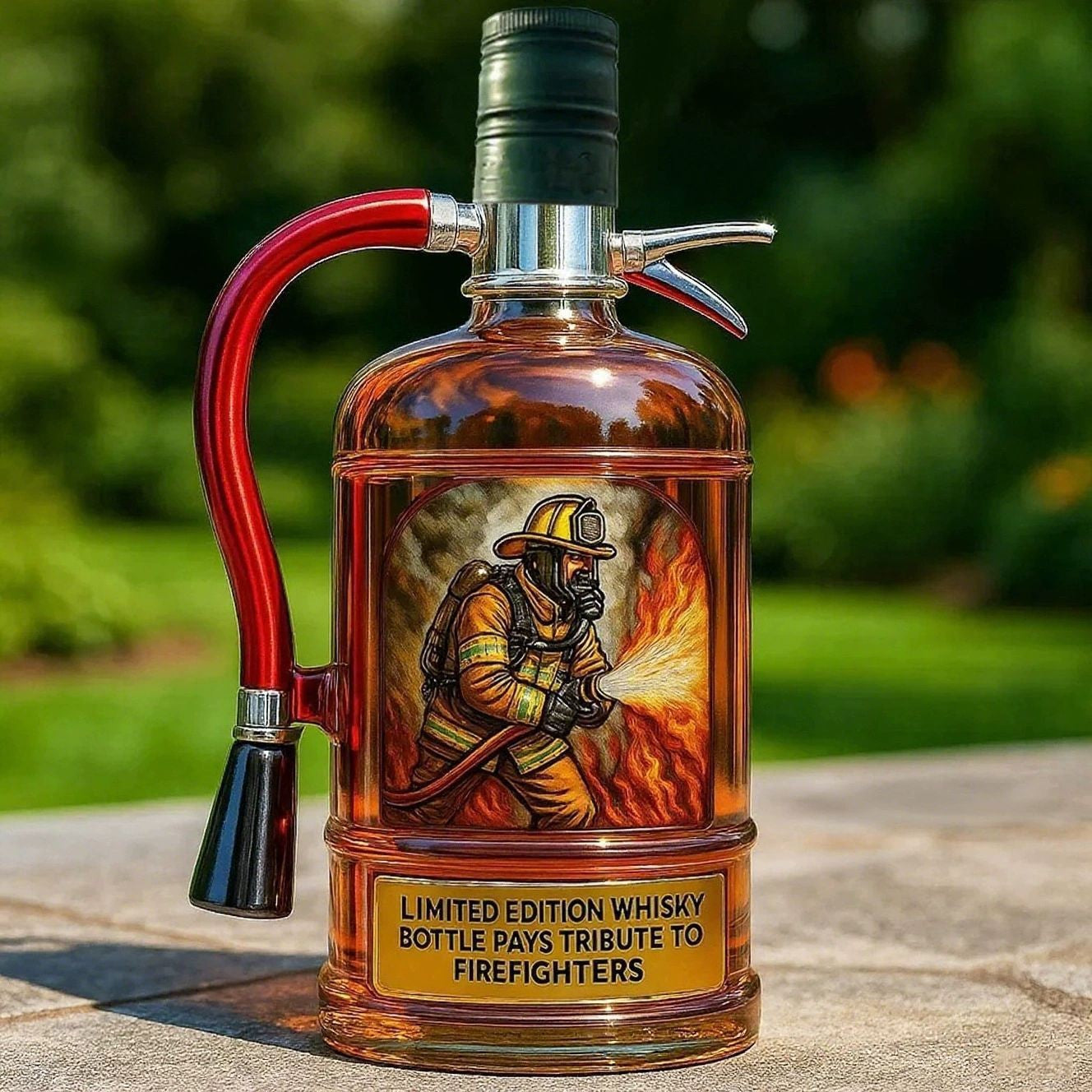 Tribute to Heroes – 3D Embossed Vodka & Whiskey Bottle🧯