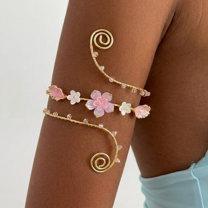 🌸 2026 Trending Fairy Floral Upper Arm Cuff – 💎Sculptural Beach Jewelry for Women