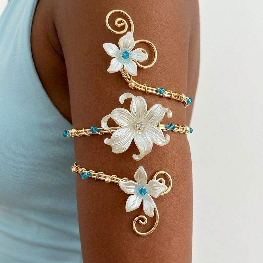 🌸 2026 Trending Fairy Floral Upper Arm Cuff – 💎Sculptural Beach Jewelry for Women