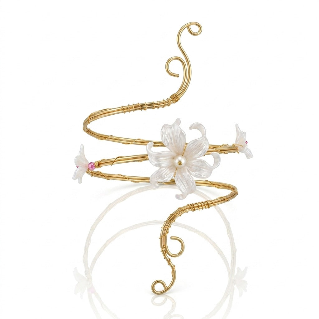 🌸 2026 Trending Fairy Floral Upper Arm Cuff – 💎Sculptural Beach Jewelry for Women