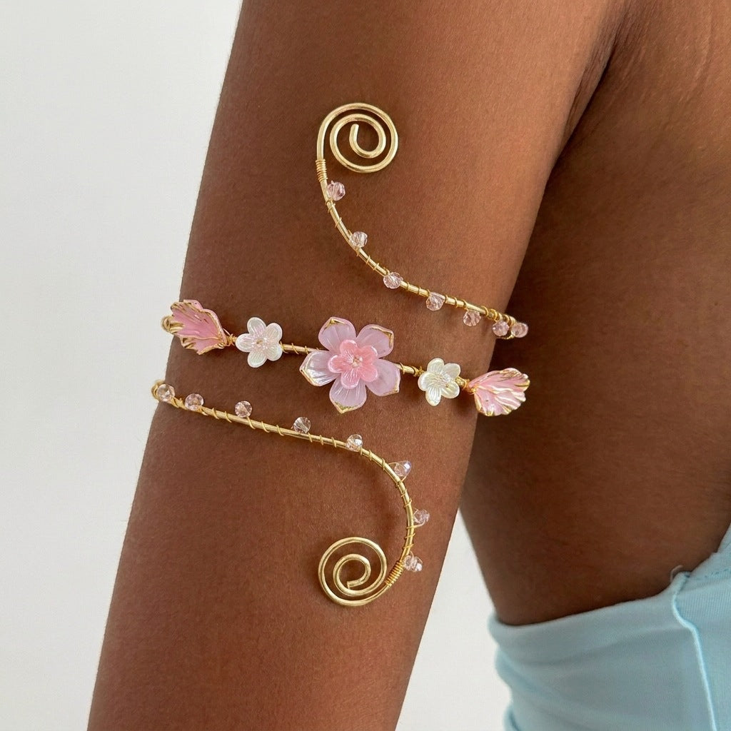 🌸 2026 Trending Fairy Floral Upper Arm Cuff – 💎Sculptural Beach Jewelry for Women